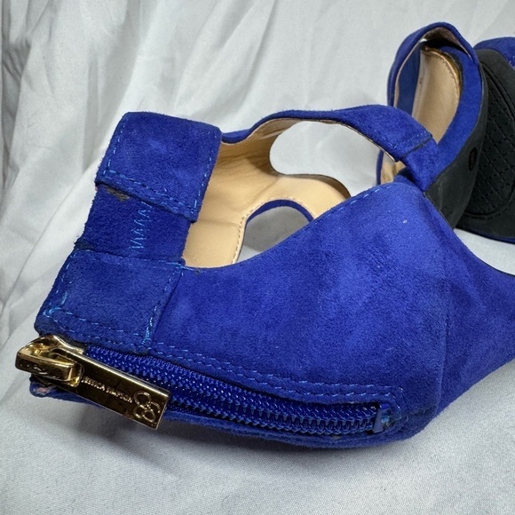 Jessica Simpson Blue Suede Mekos Strappy Heel Open Toe Sandals Size 7 - Picture 8 of 13